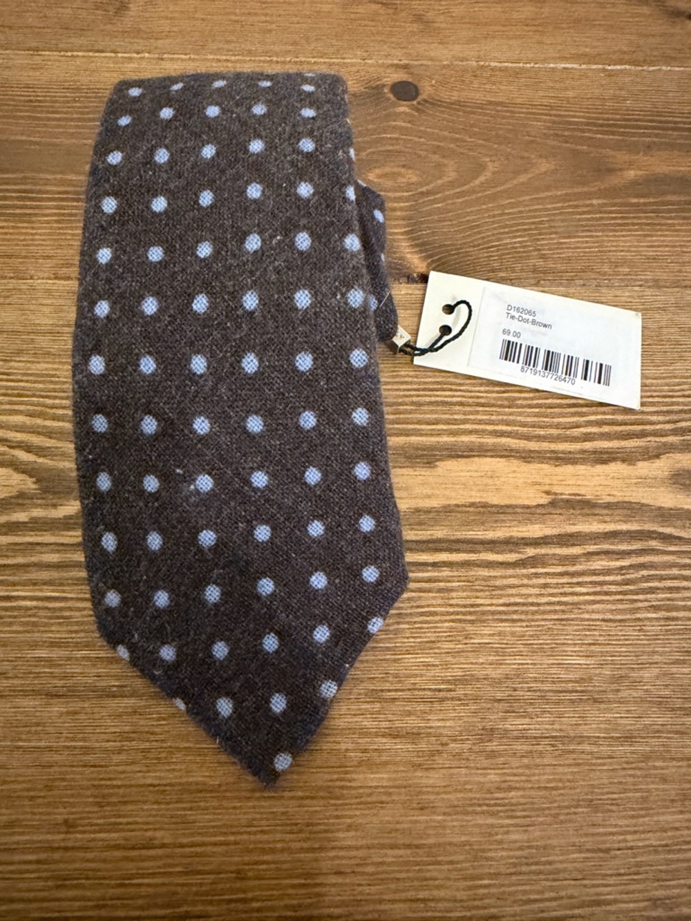 Suitsupply Wool Tie in Brown with Light Blue Dots brand new with tags